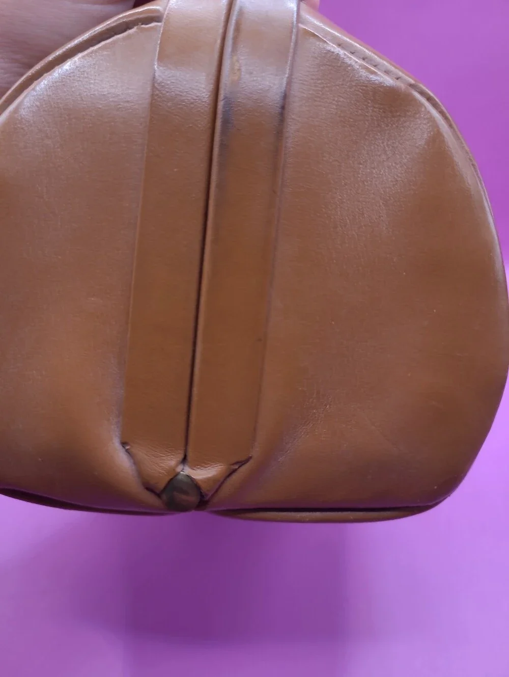 Vintage Cognac Leather Structured Doctor Bag with Gold‎ Hardware MARLOW